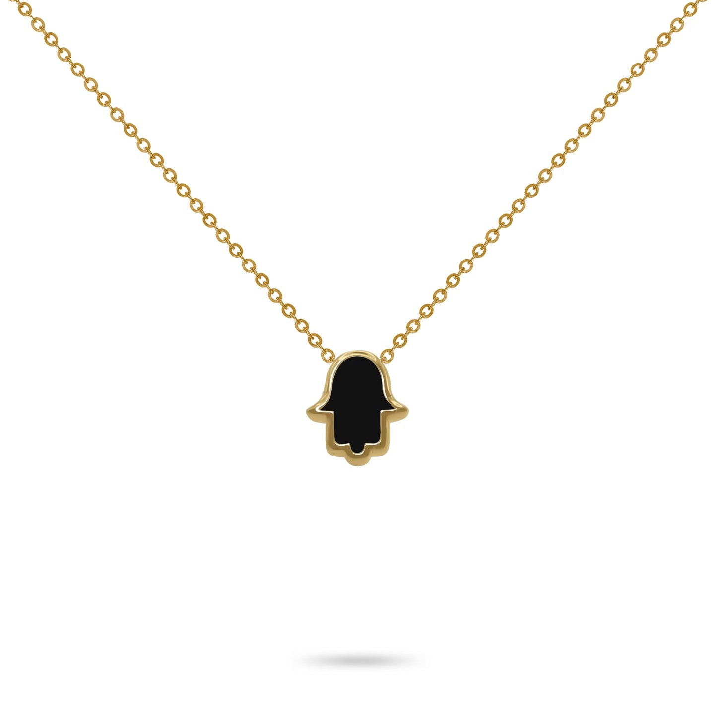 Mini Hamsa Hand Amulet Black Onyx & Malachite Double Gems Necklace