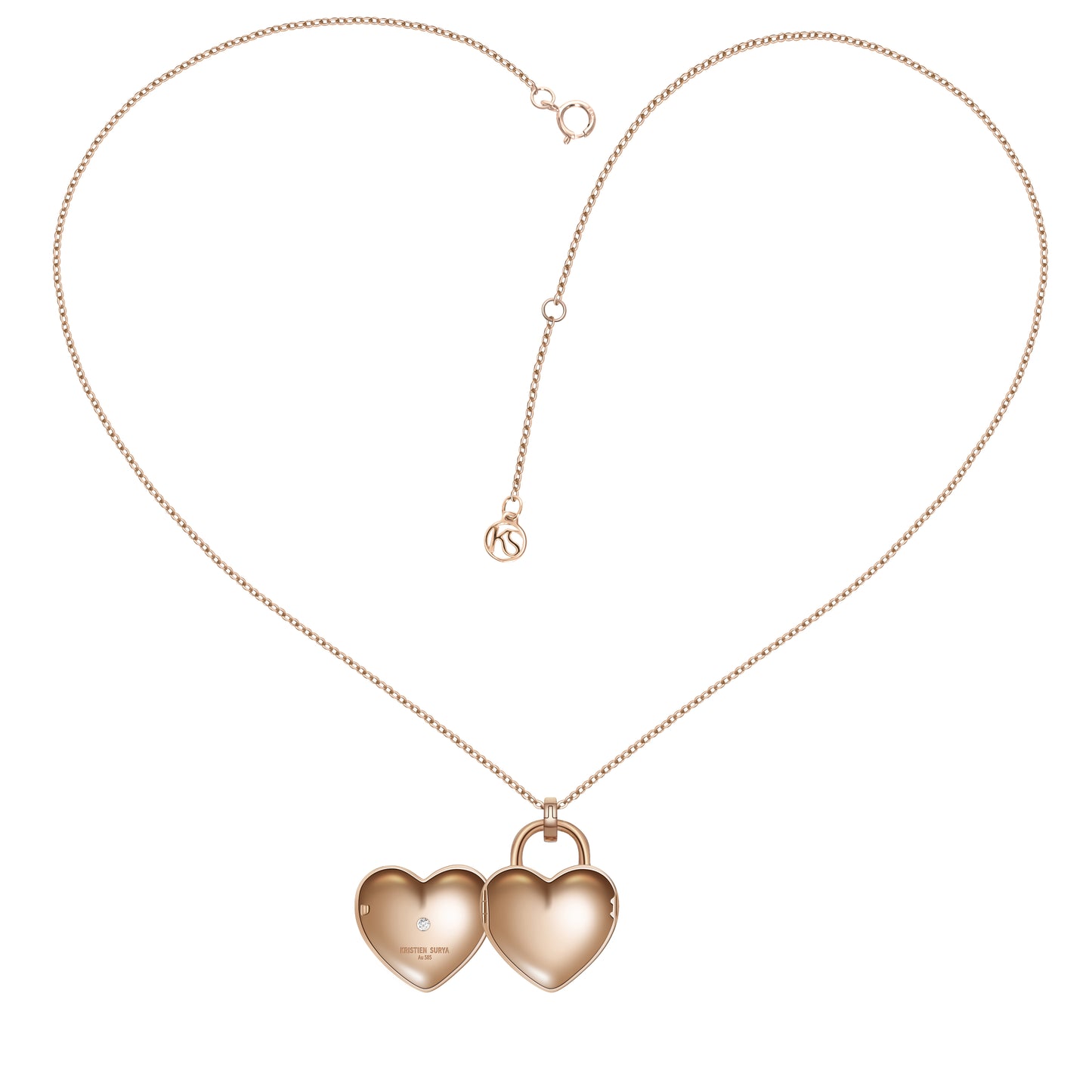 Devotion Heart Locklet Necklace Solid 14K Gold