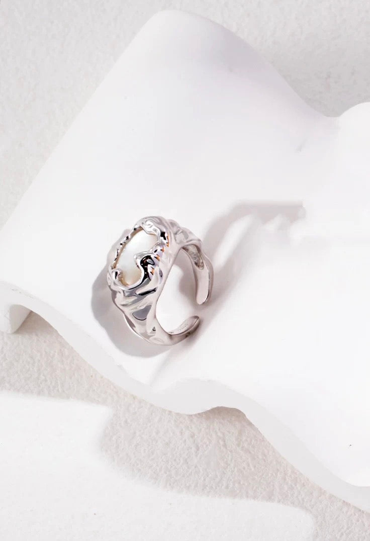 Sunyata Organically Shaped Oval Mother-Of-Pearl Ring