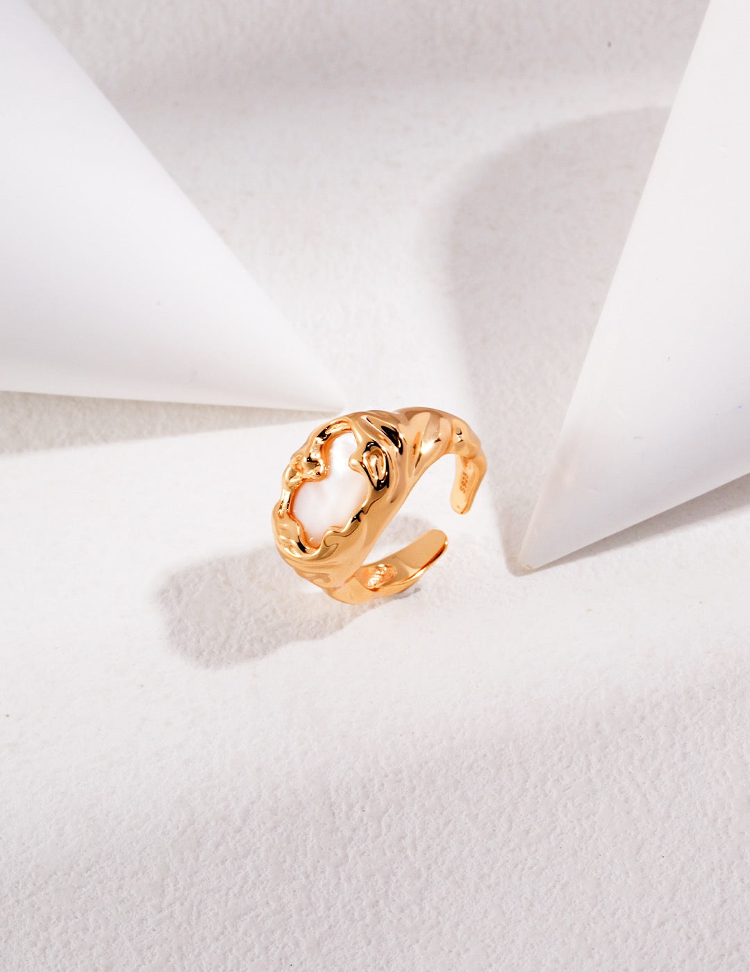 Sunyata Organically Shaped Oval Mother-Of-Pearl Ring