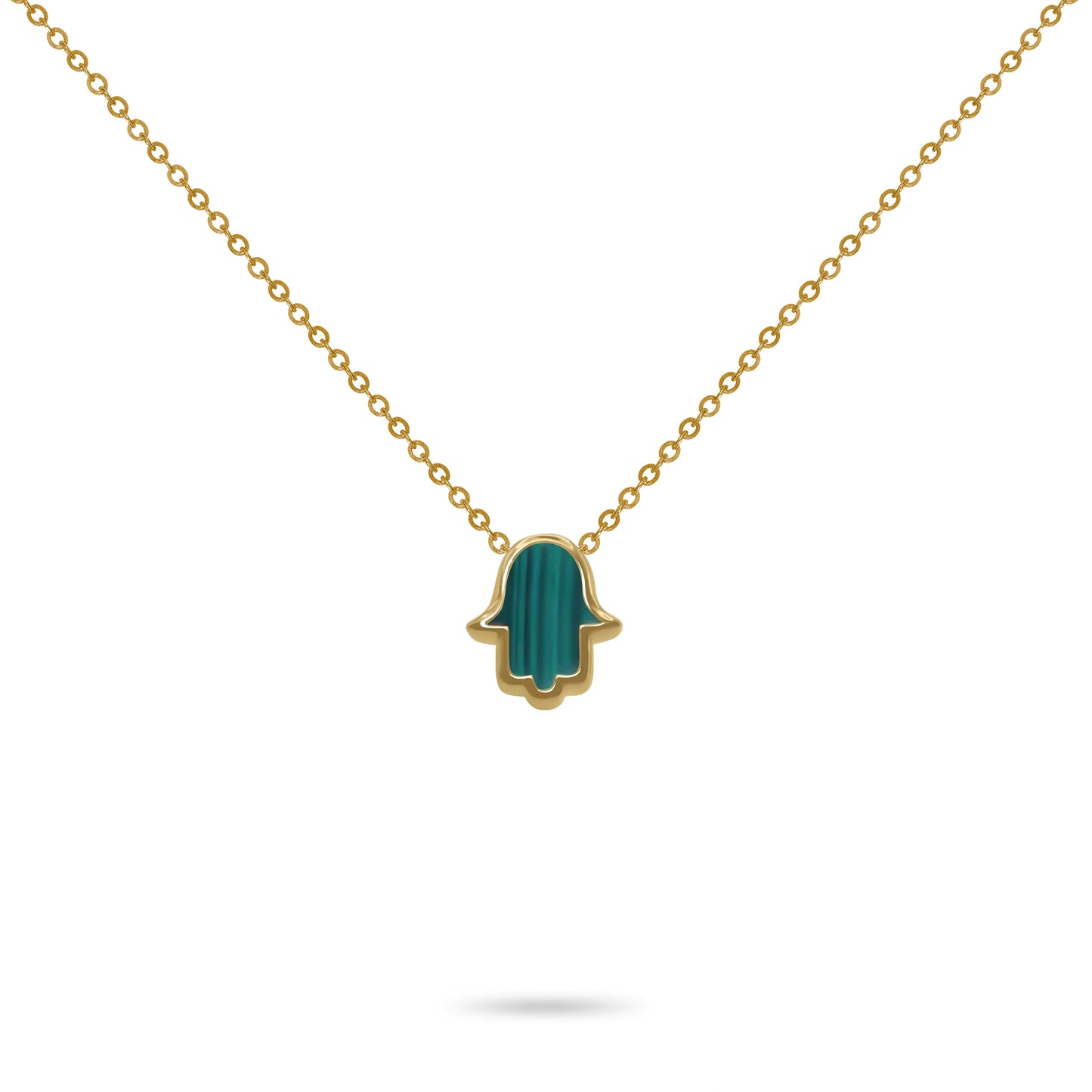 Mini Hamsa Hand Amulet Black Onyx & Malachite Double Gems Necklace