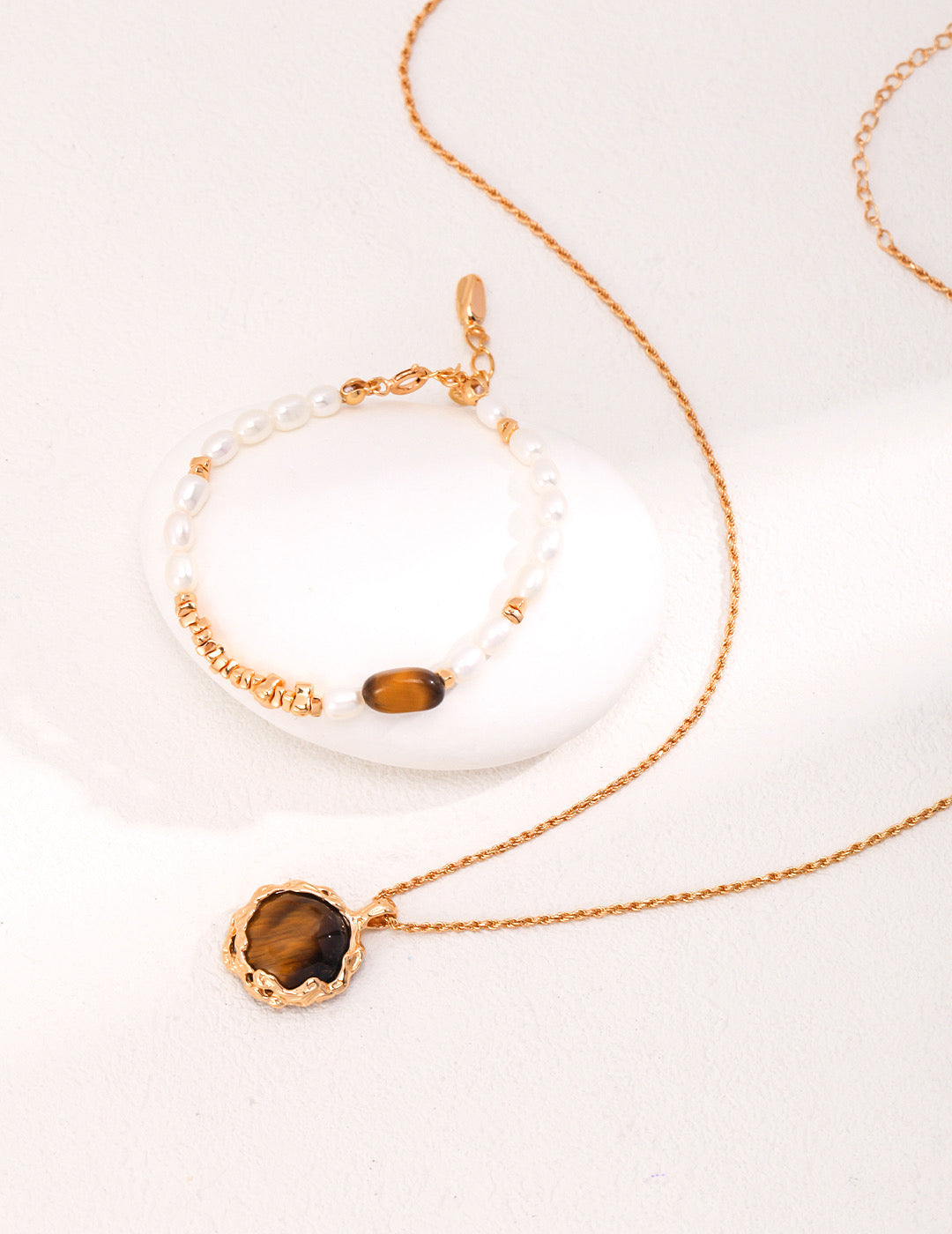 Sunyata Organically Shaped Round Tiger's Eye Necklace