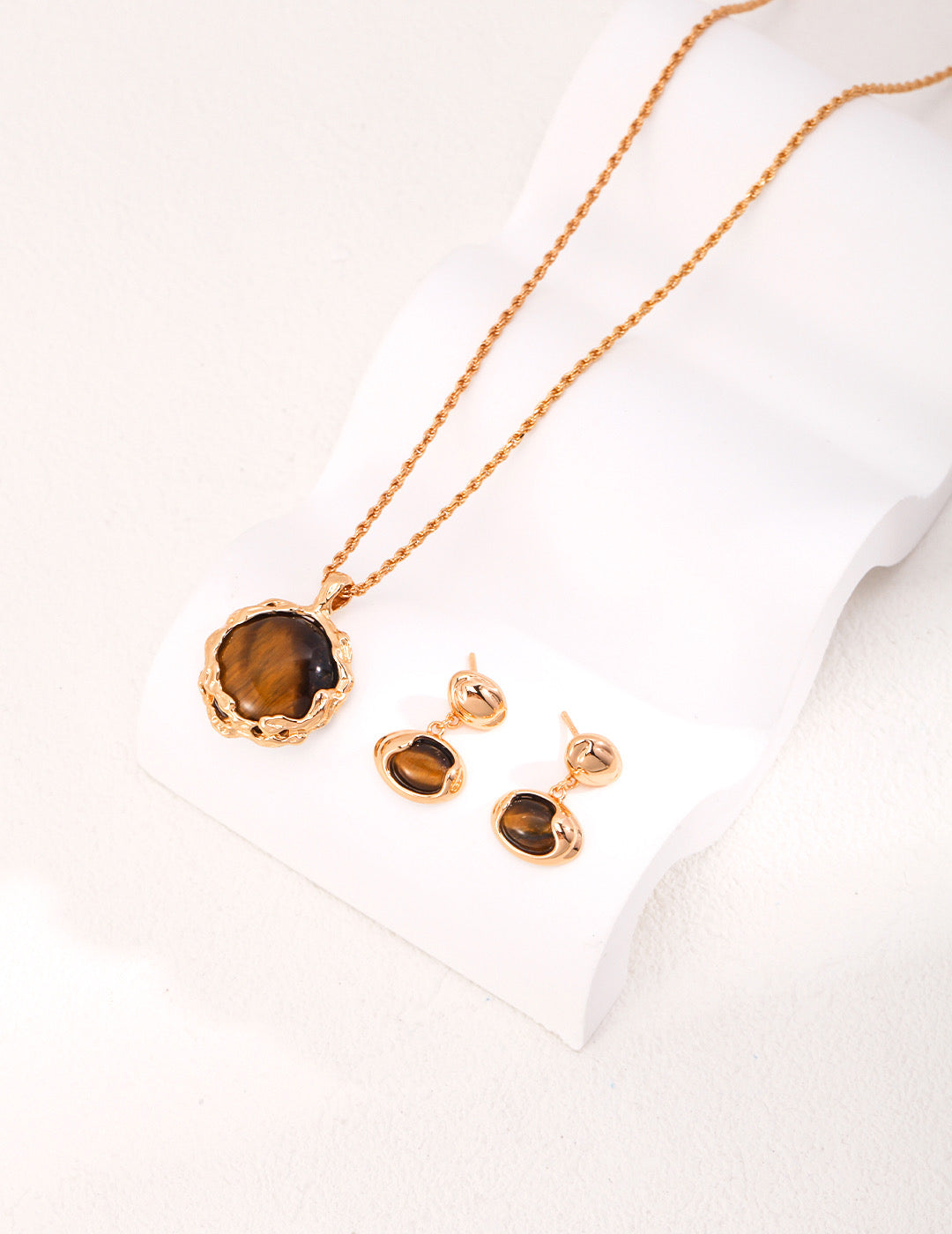 Sunyata Organically Shaped Round Tiger's Eye Necklace