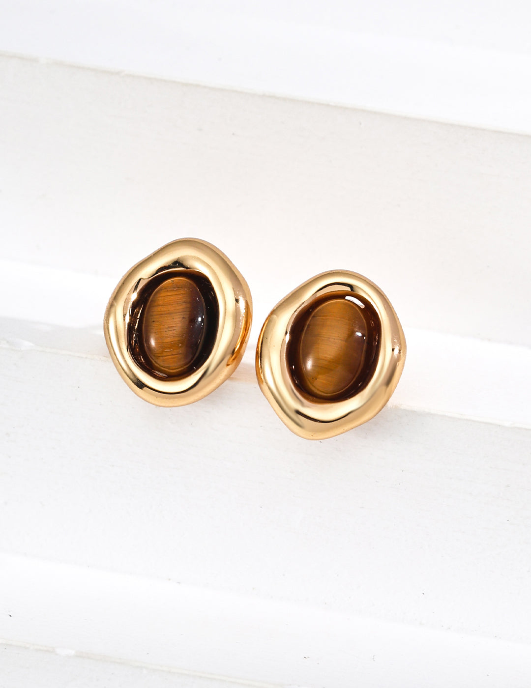 Sunyata Organically Shaped Tiger's Eye Studs