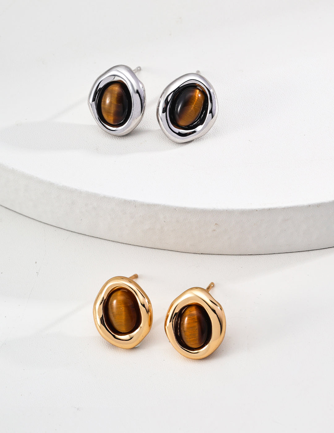 Sunyata Organically Shaped Tiger's Eye Studs