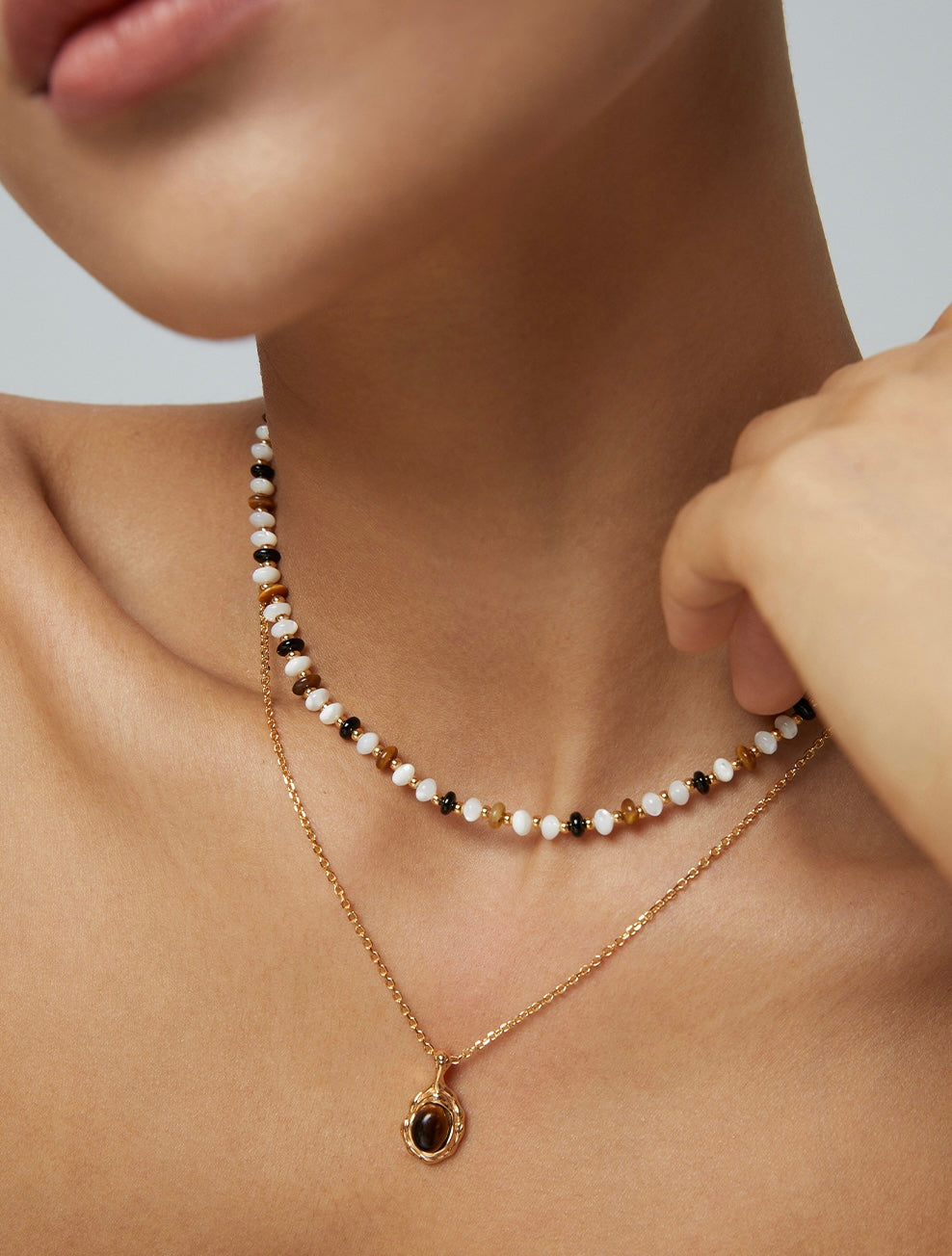 Sunyata Organically Shaped Oval Tiger's Eye Necklace