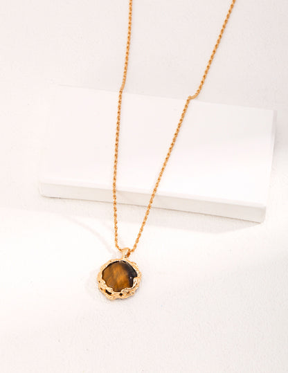Sunyata Organically Shaped Round Tiger's Eye Necklace