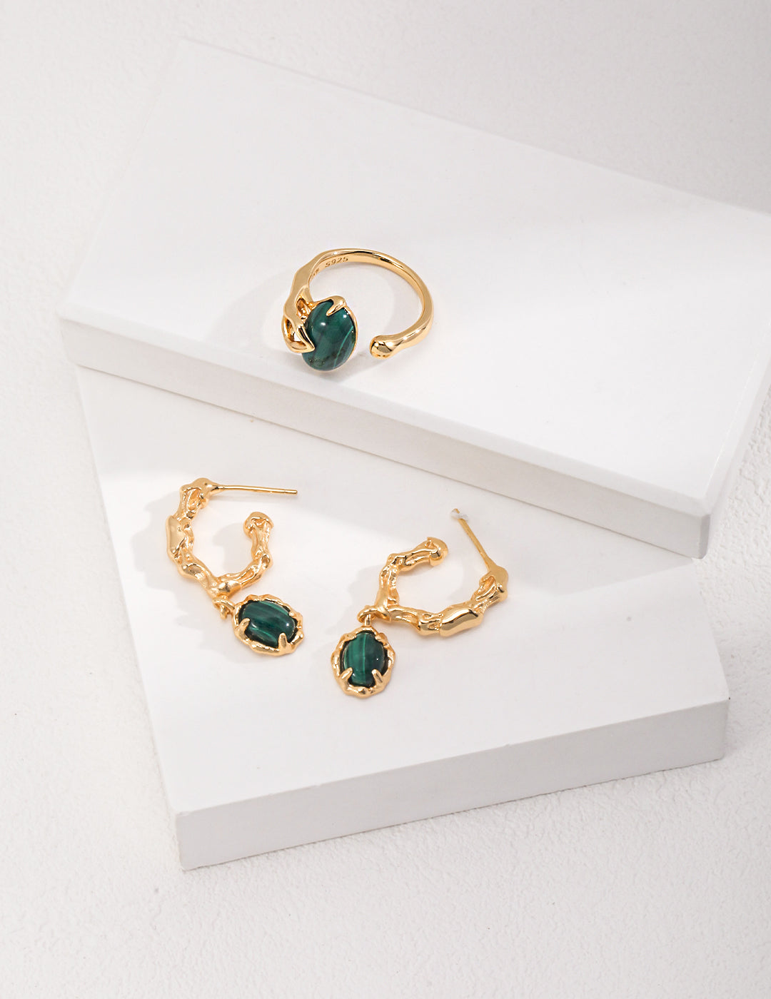 Sunyata Organically Shaped Malachite Studs