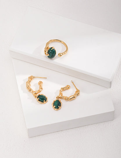 Sunyata Organically Shaped Malachite Studs