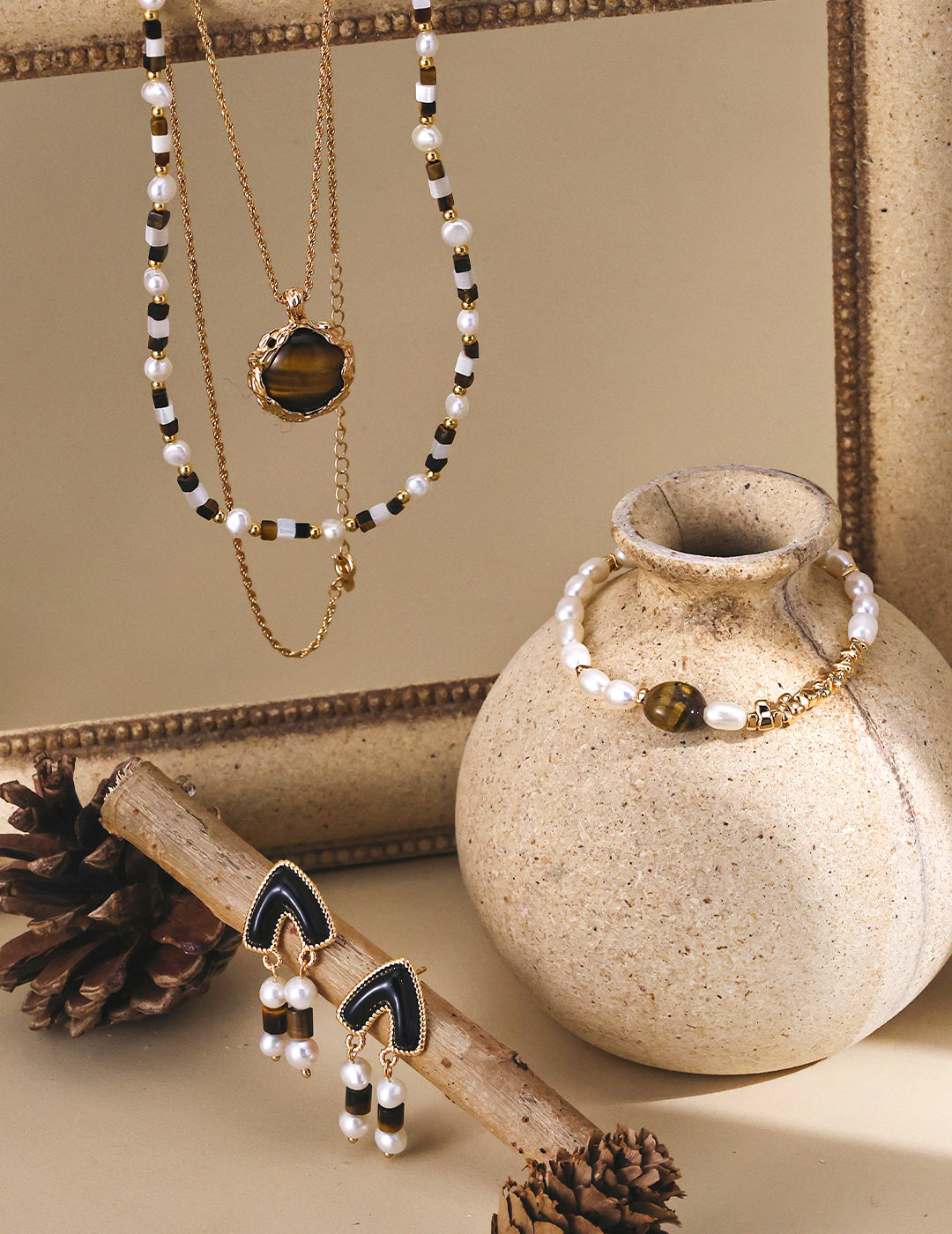 Sunyata Organically Shaped Round Tiger's Eye Necklace