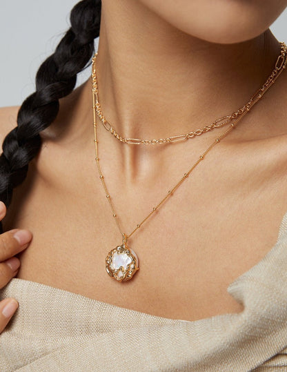 Sunyata Organically Shaped Round Pearl Pendant Necklace 4-Piece Set