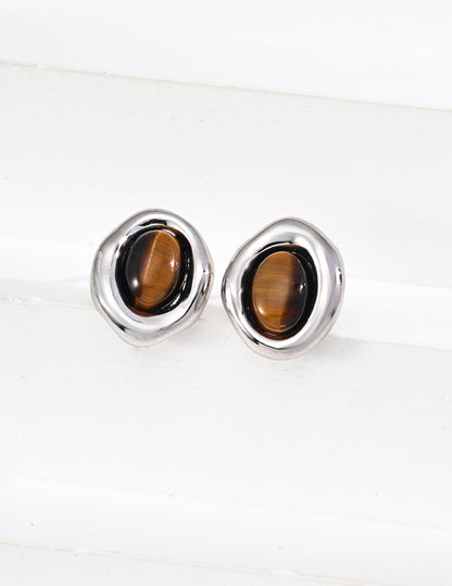 Sunyata Organically Shaped Tiger's Eye Studs