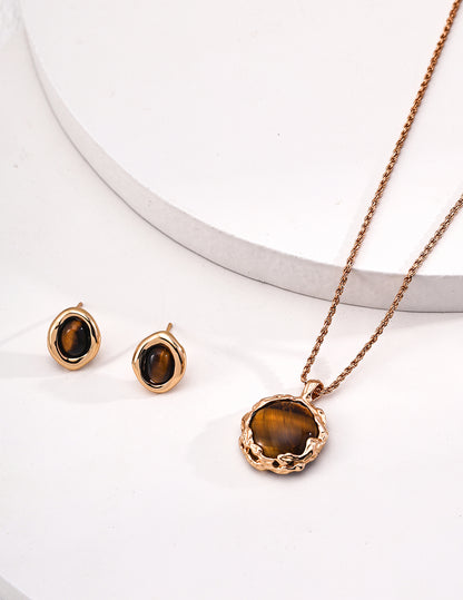 Sunyata Organically Shaped Tiger's Eye Studs