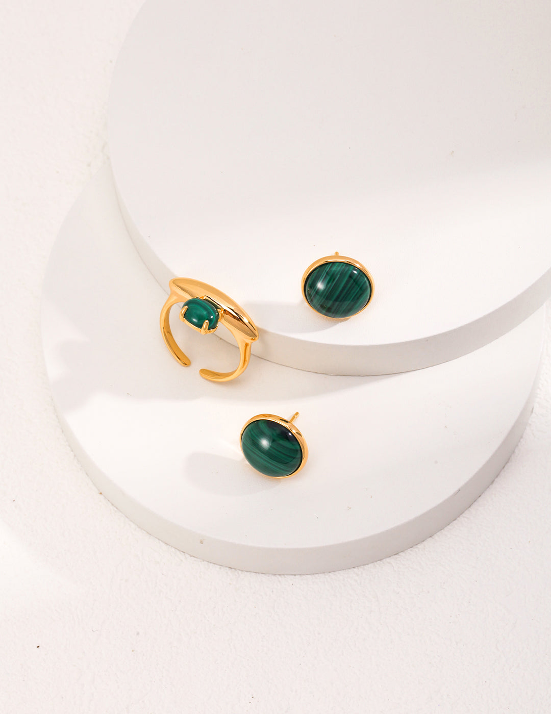 Sunyata Classic Button Malachite Studs