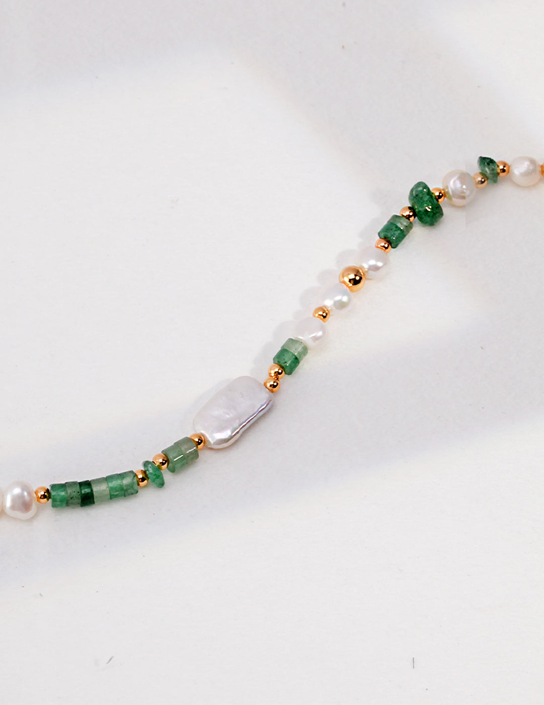 Sunyata Green Aventurine Strawberry Quartz Pearl Beaded Necklace